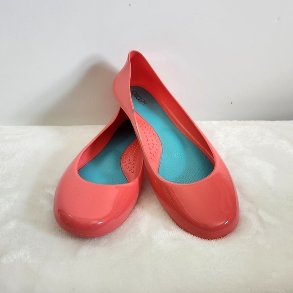 Oka B Taylor Coral Pink Rubber Jelly Ballet Slip On Flats Women Size US 8 EU 38 - Picture 1 of 14